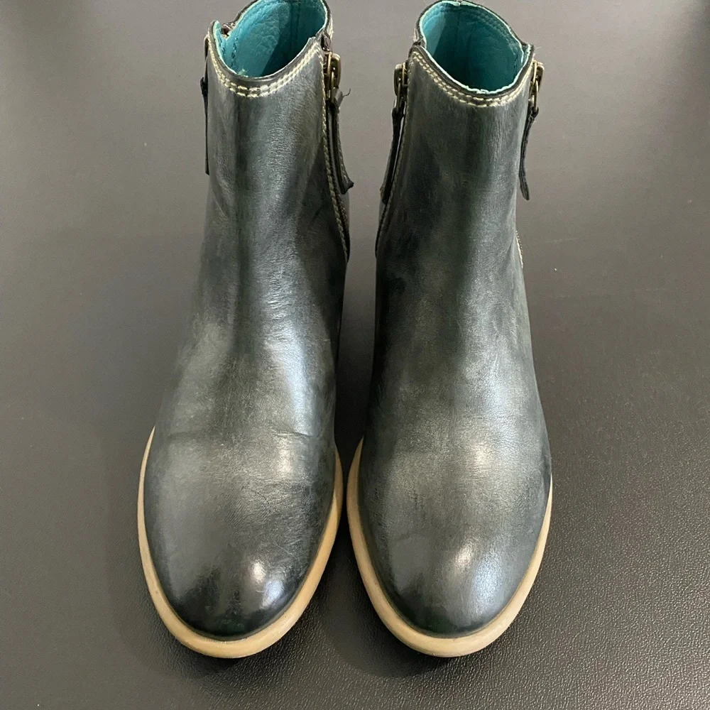 Bed Stu Roan Liz Leather Ankle Chelsea Boots Size 6 Black Epica Wash